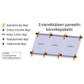 3 vierekkäisen paneelin kiinnikepaketti 3,55m kiskolla