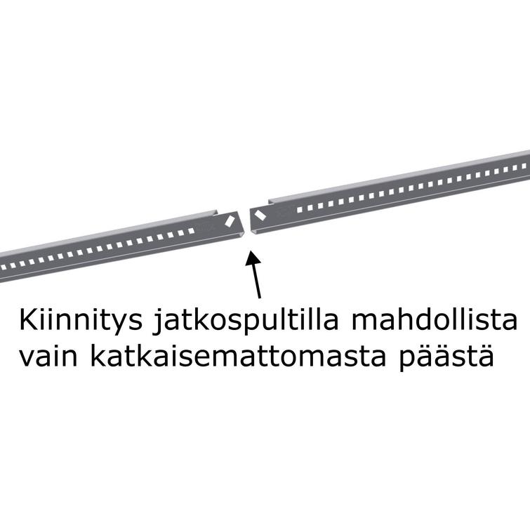 2 vierekkäisen paneelin kiinnikepaketti katkaistulla 2,4m kiskolla