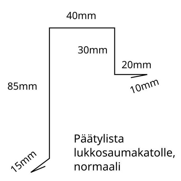 Päätypelti/päätylista lukkosaumakatolle 1,75m
