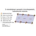 3 vierekkäisen paneelin kiinnikepaketti katkaistulla 3,55m kiskolla